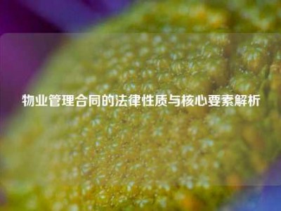物业管理合同的法律性质与核心要素解析
