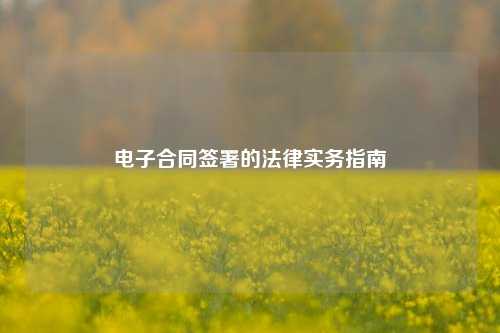 电子合同签署的法律实务指南