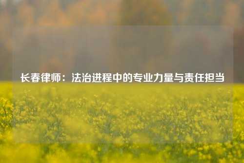 长春律师:法治进程中的专业力量与责任担当