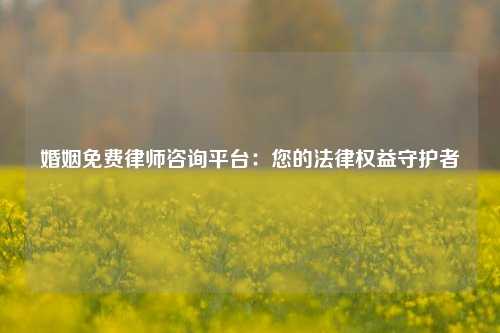 婚姻免费律师咨询平台：您的法律权益守护者